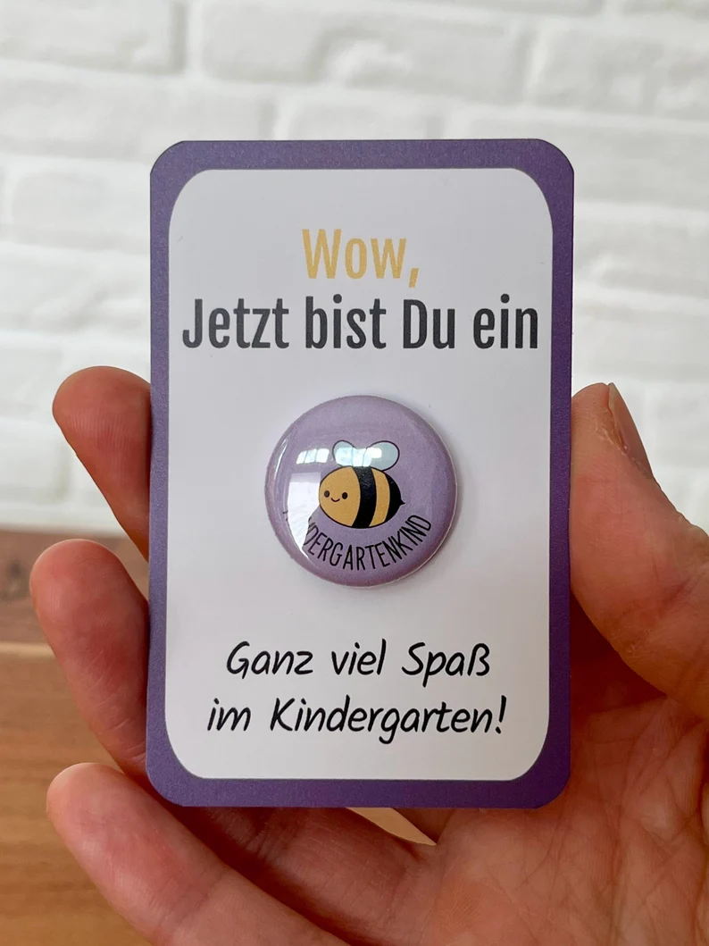 button "Tiger" with sweet card - gift for the perfect start to kindergarten or the acclimatization!