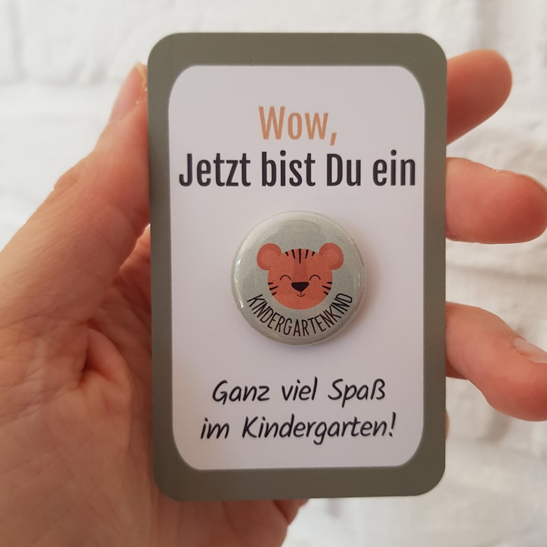 button "Tiger" with sweet card - gift for the perfect start to kindergarten or the acclimatization!