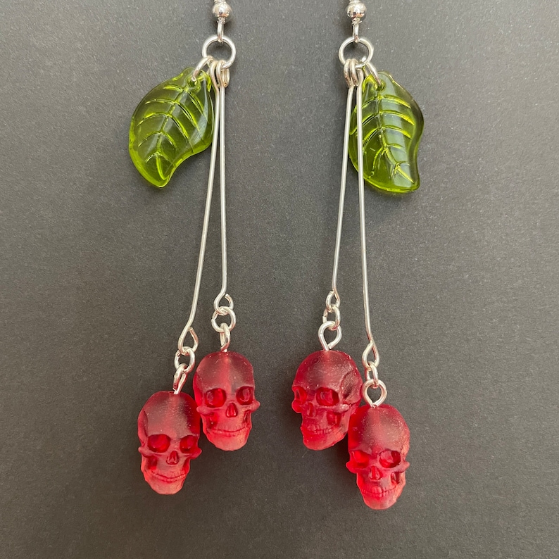 Small Cherry Skull Earrings 