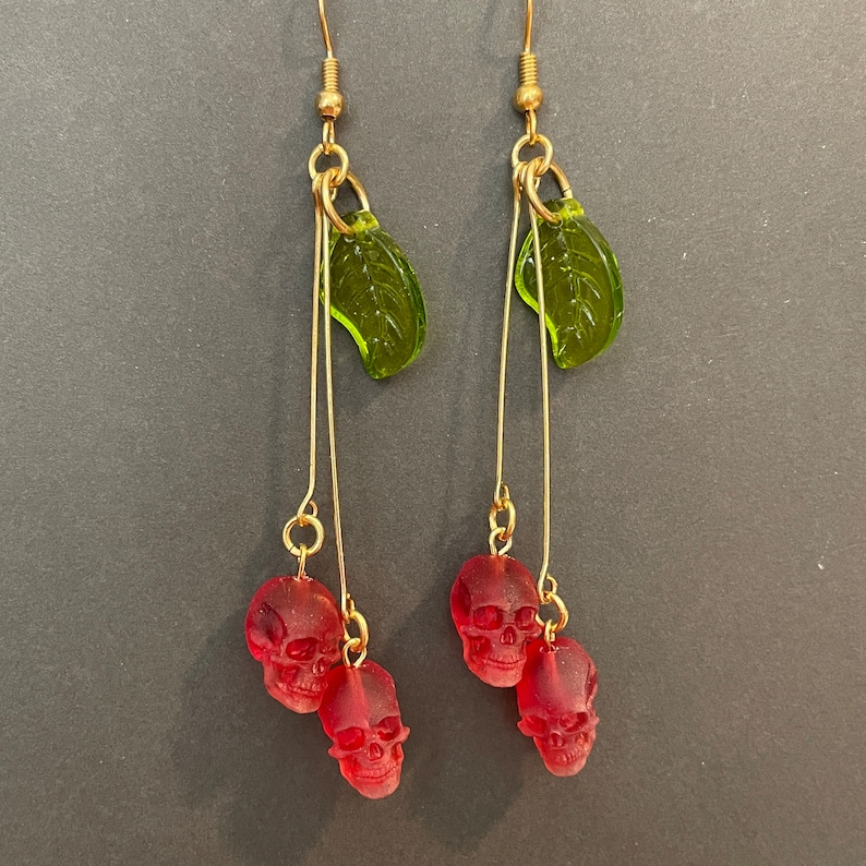 Small Cherry Skull Earrings 