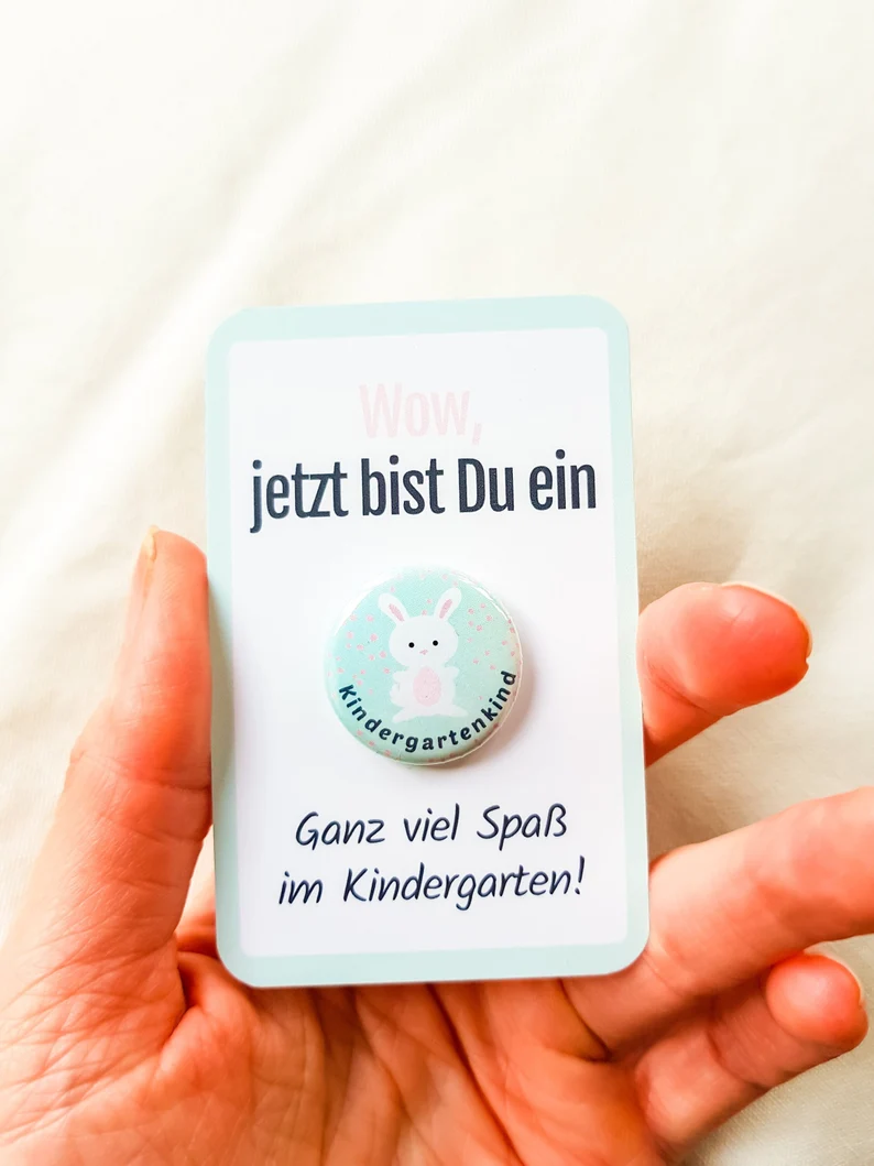 button "Tiger" with sweet card - gift for the perfect start to kindergarten or the acclimatization!