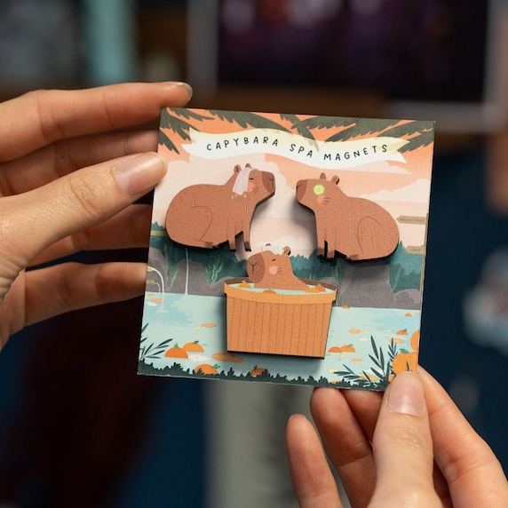 💖Cute Capybaras Card Gift😍Adorable Capybara Spa Magnets🎁