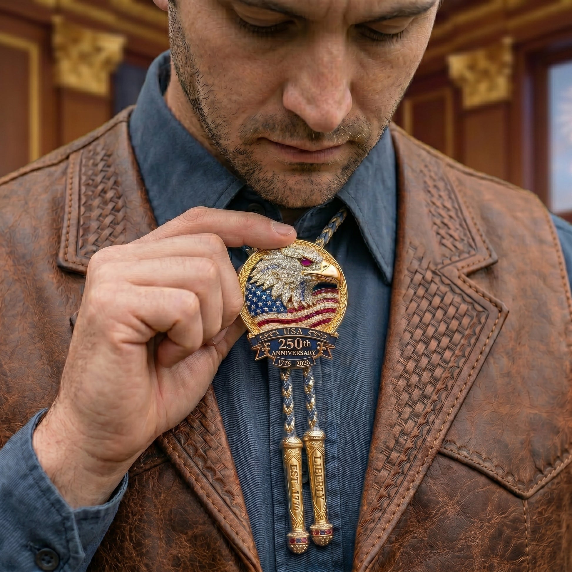 🔥Last Day Sale 60% OFF - 🦅 USA 250th Anniversary Eagle Bolo Tie