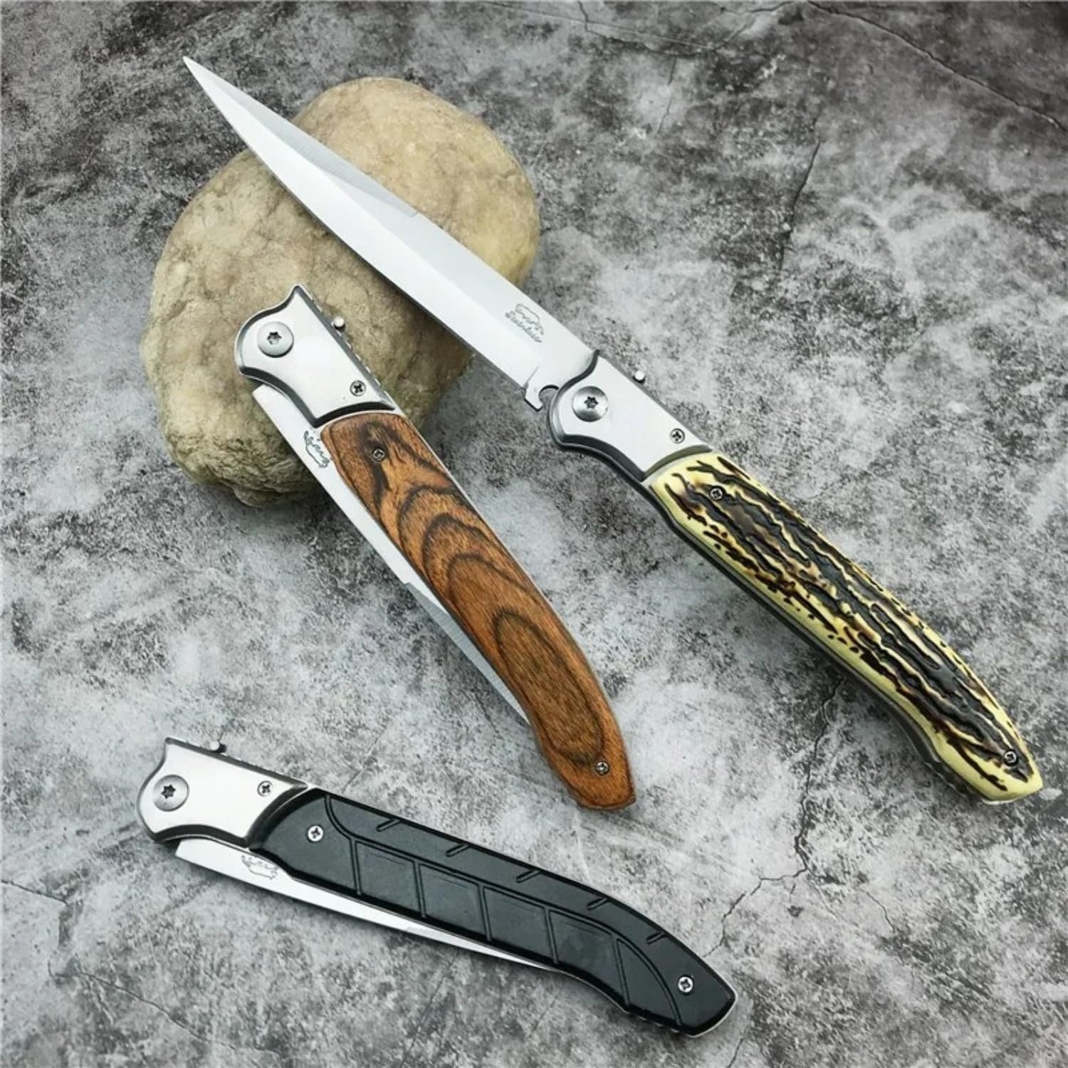 Large Pocket Folding Knife, EDC Knife,Stainless Steel Blade Resin Handle