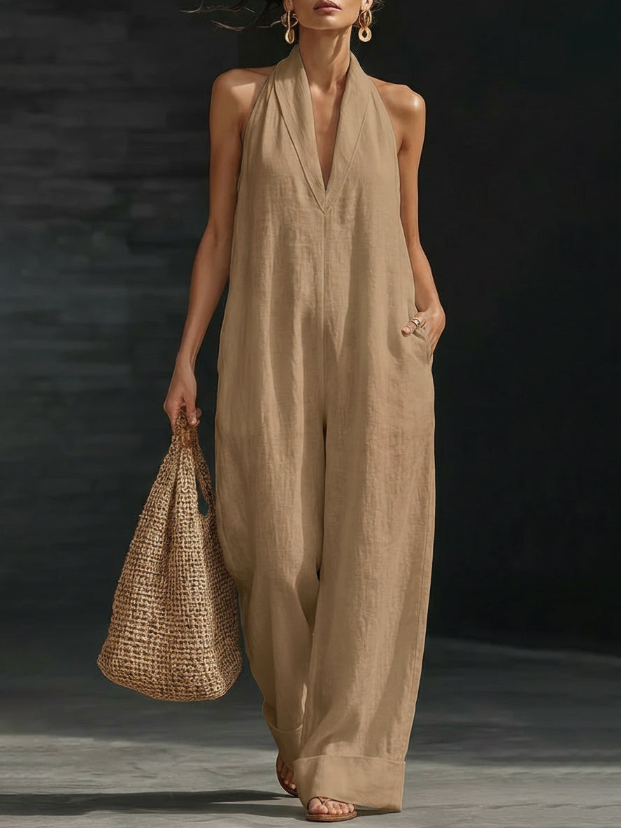 Plus Size Friendly Elegant Cozy Linen Jumpsuit - Spring Collection