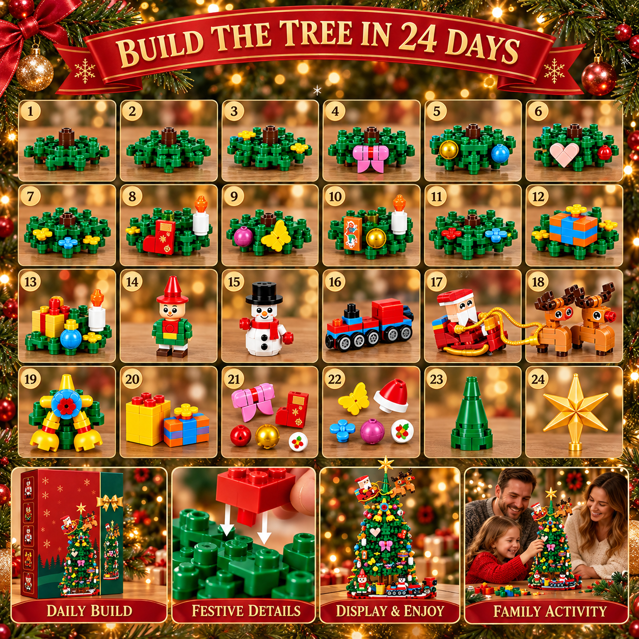 🎄24-Day Christmas Advent Calendar | 7 Festive Styles to Build, Unwrap & Enjoy
