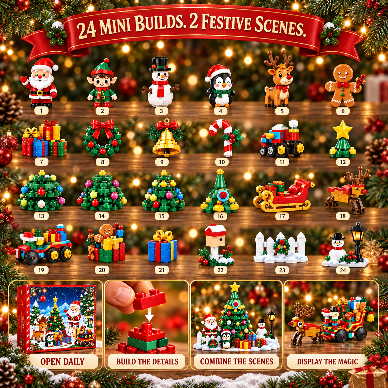 🎄24-Day Christmas Advent Calendar | 7 Festive Styles to Build, Unwrap & Enjoy