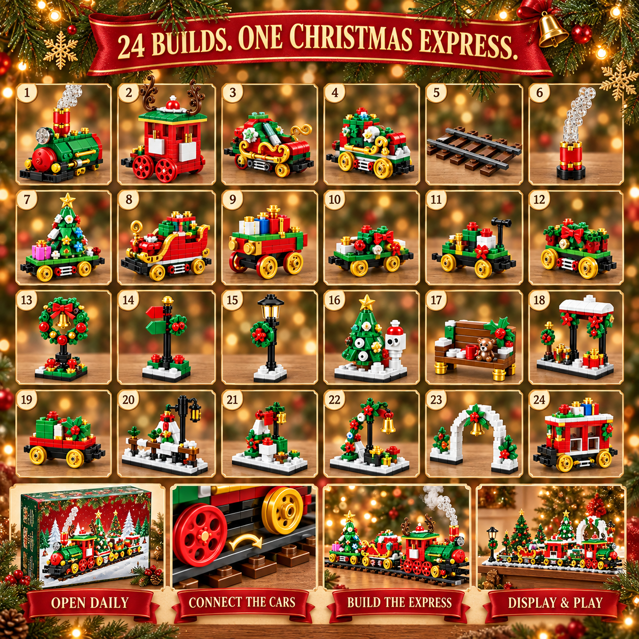 🎄24-Day Christmas Advent Calendar | 7 Festive Styles to Build, Unwrap & Enjoy
