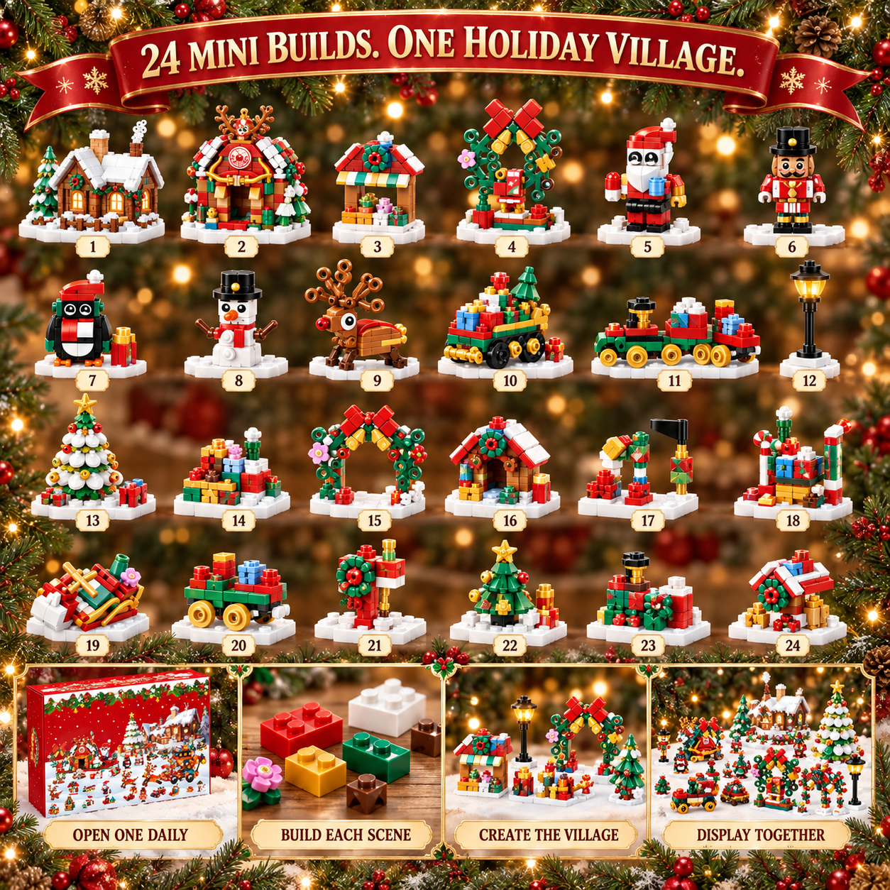 🎄24-Day Christmas Advent Calendar | 7 Festive Styles to Build, Unwrap & Enjoy