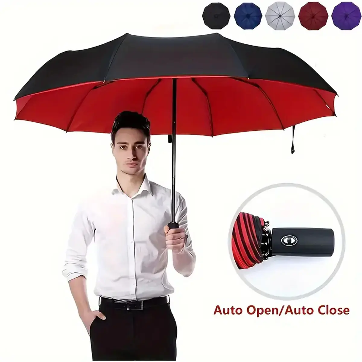 Double Cloth - Big Red automatic folding umbrella, one-size
