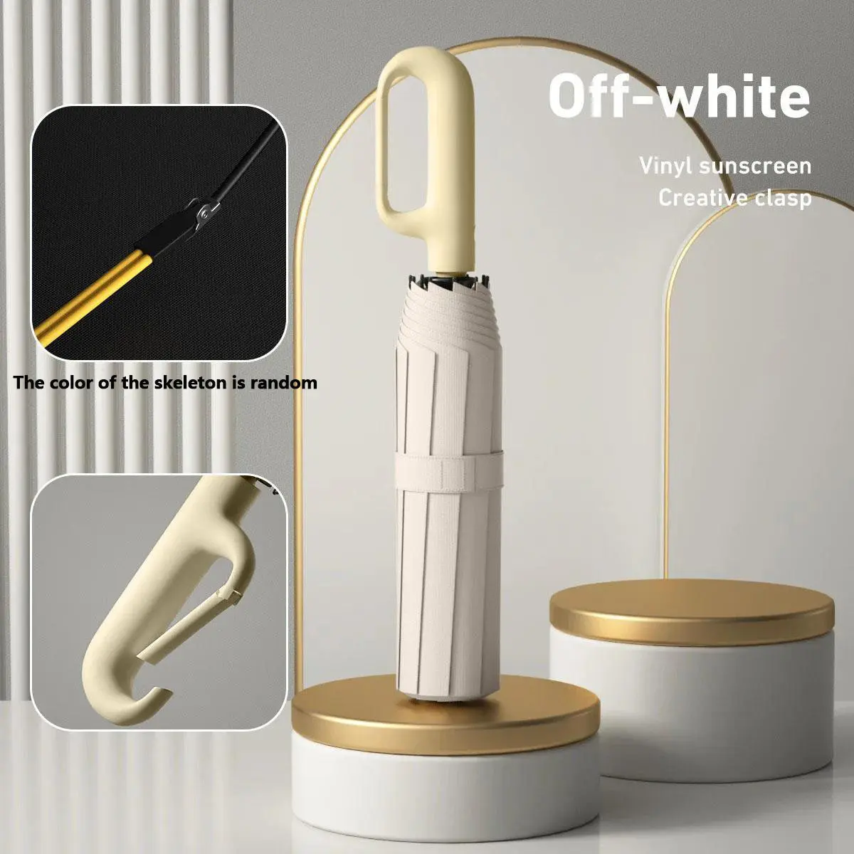 Off White automatic folding umbrella, one-size