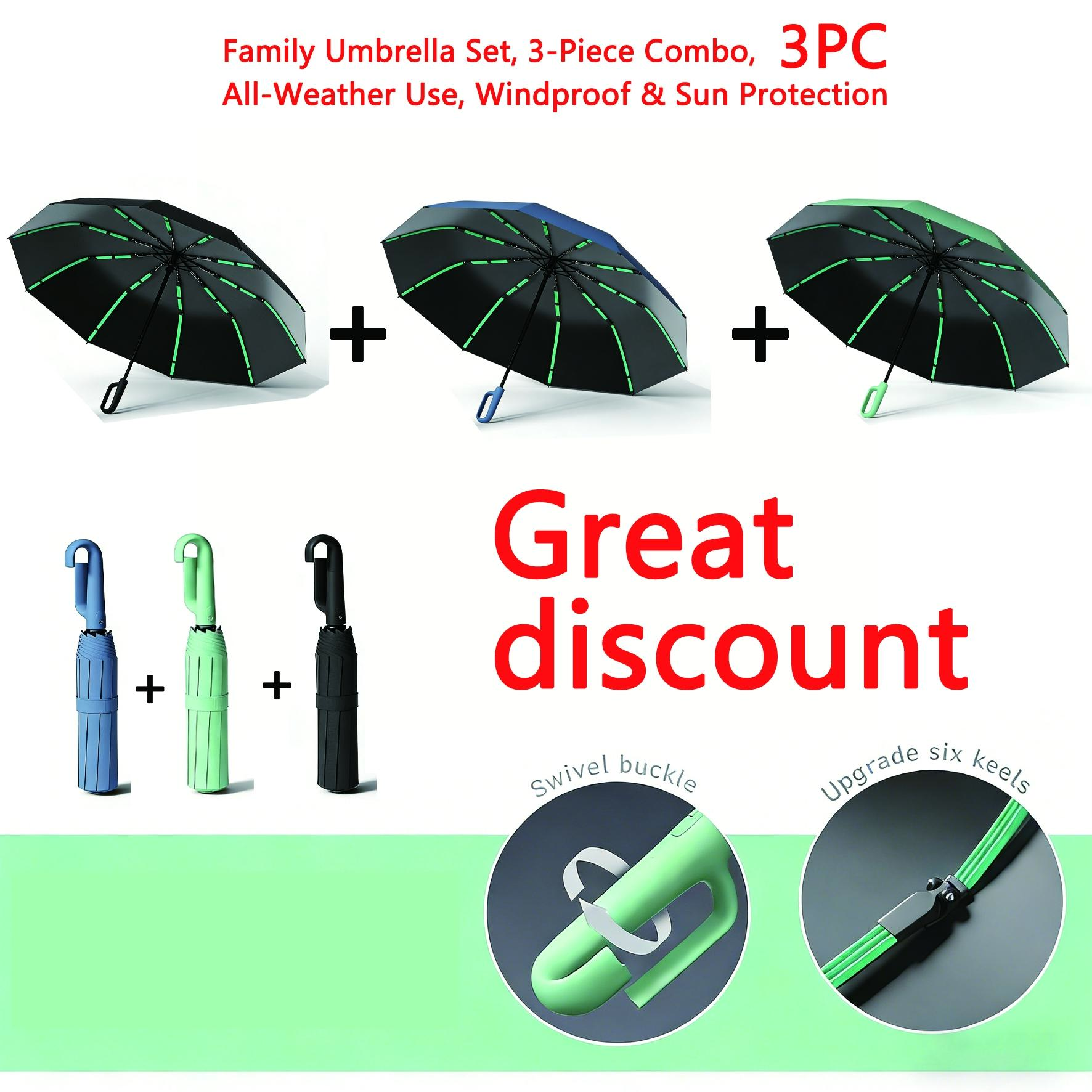3pack-3 automatic folding umbrella, one-size