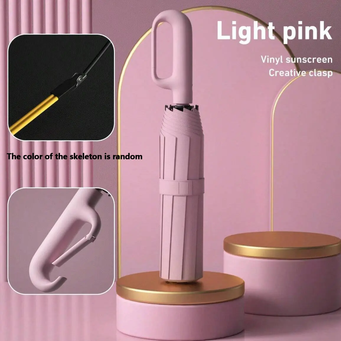 Baby Pink automatic folding umbrella, one-size