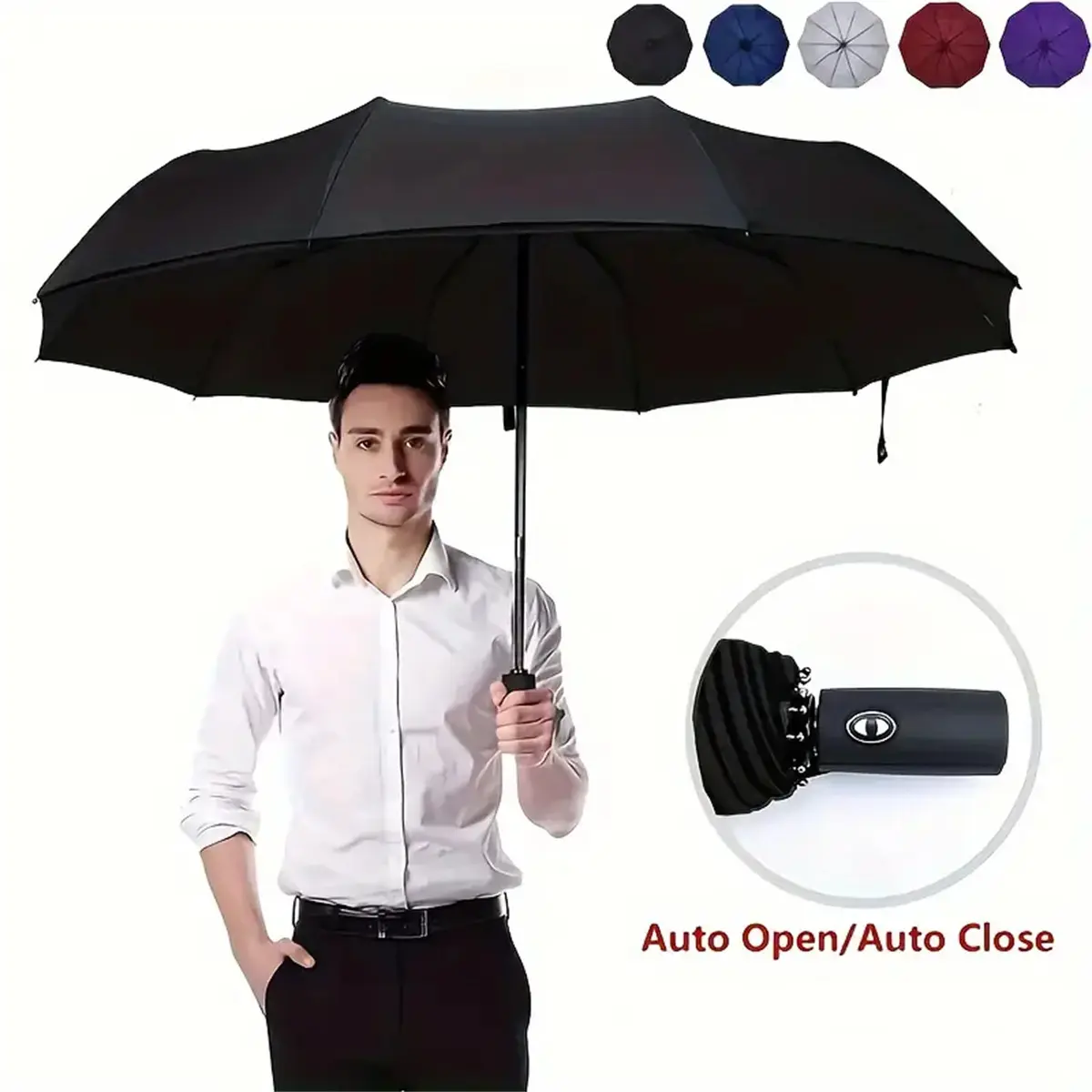 Double-Layer Fabric - Black automatic folding umbrella, one-size