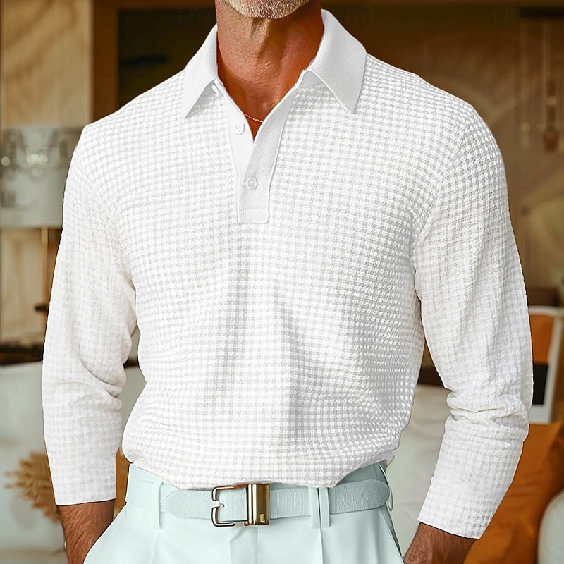 Ridge Waffle-Knit Long-Sleeve Polo product image 2