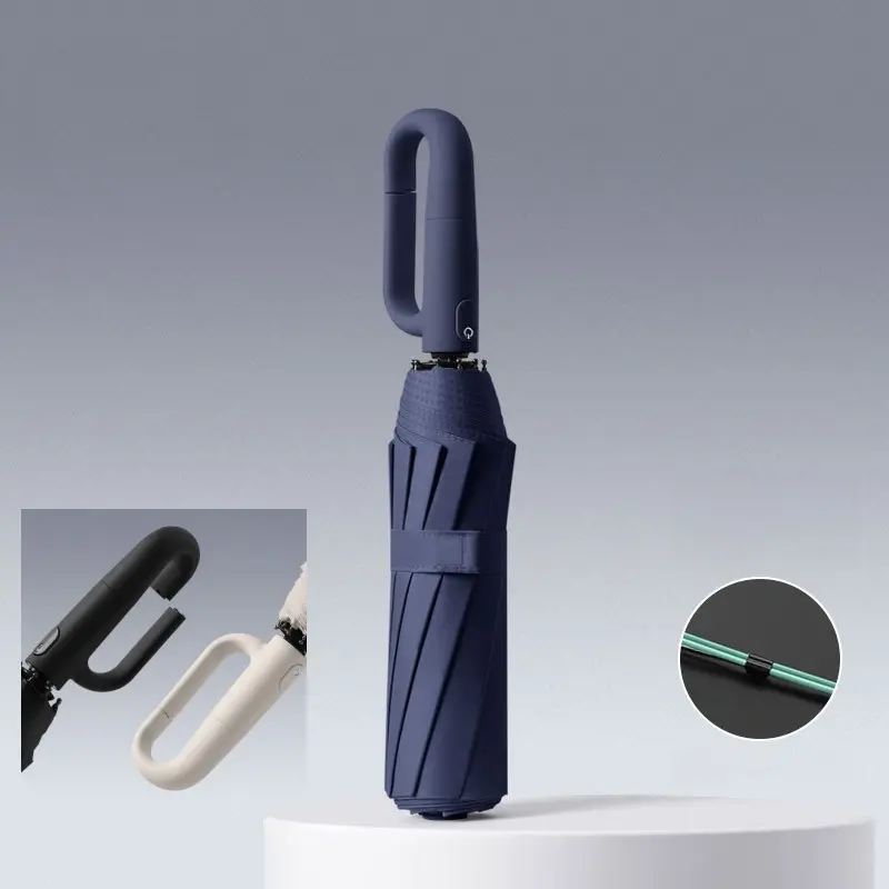 2+1 Rotating Green Fiber - Navy Blue automatic folding umbrella, one-size