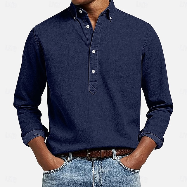 Cambridge Easy-Care Button-Down Shirt - Navy Blue