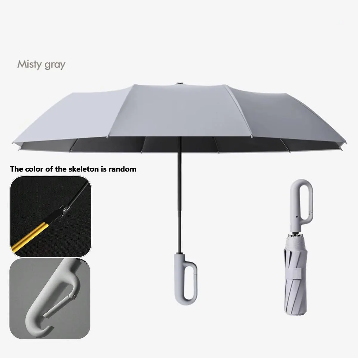 Grey automatic folding umbrella, one-size