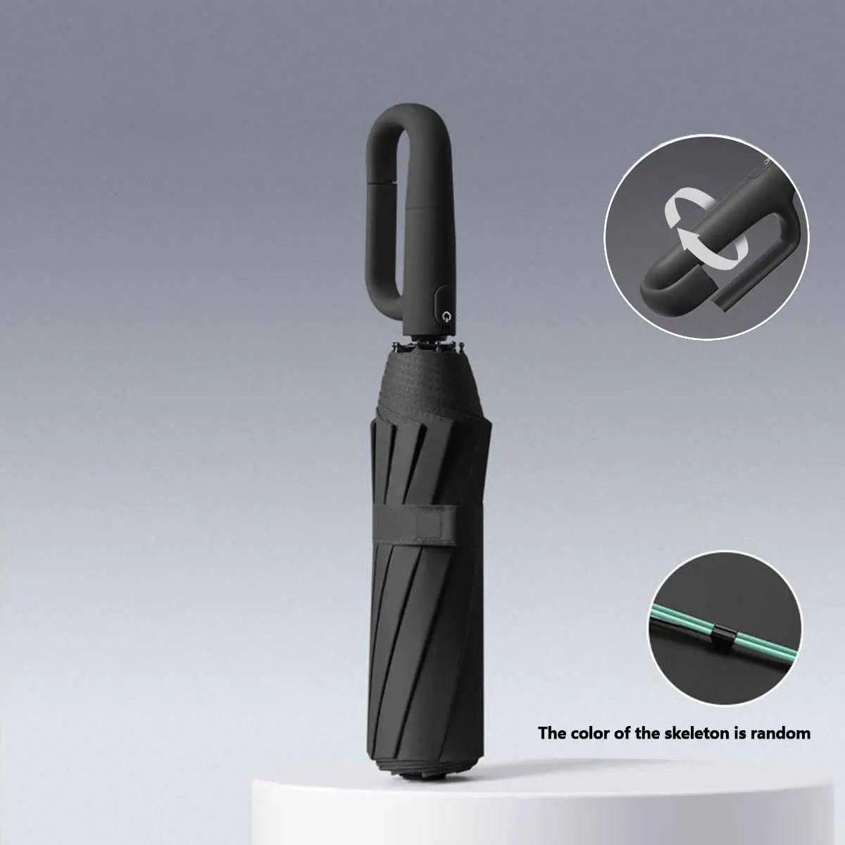 Jet Black automatic folding umbrella, one-size