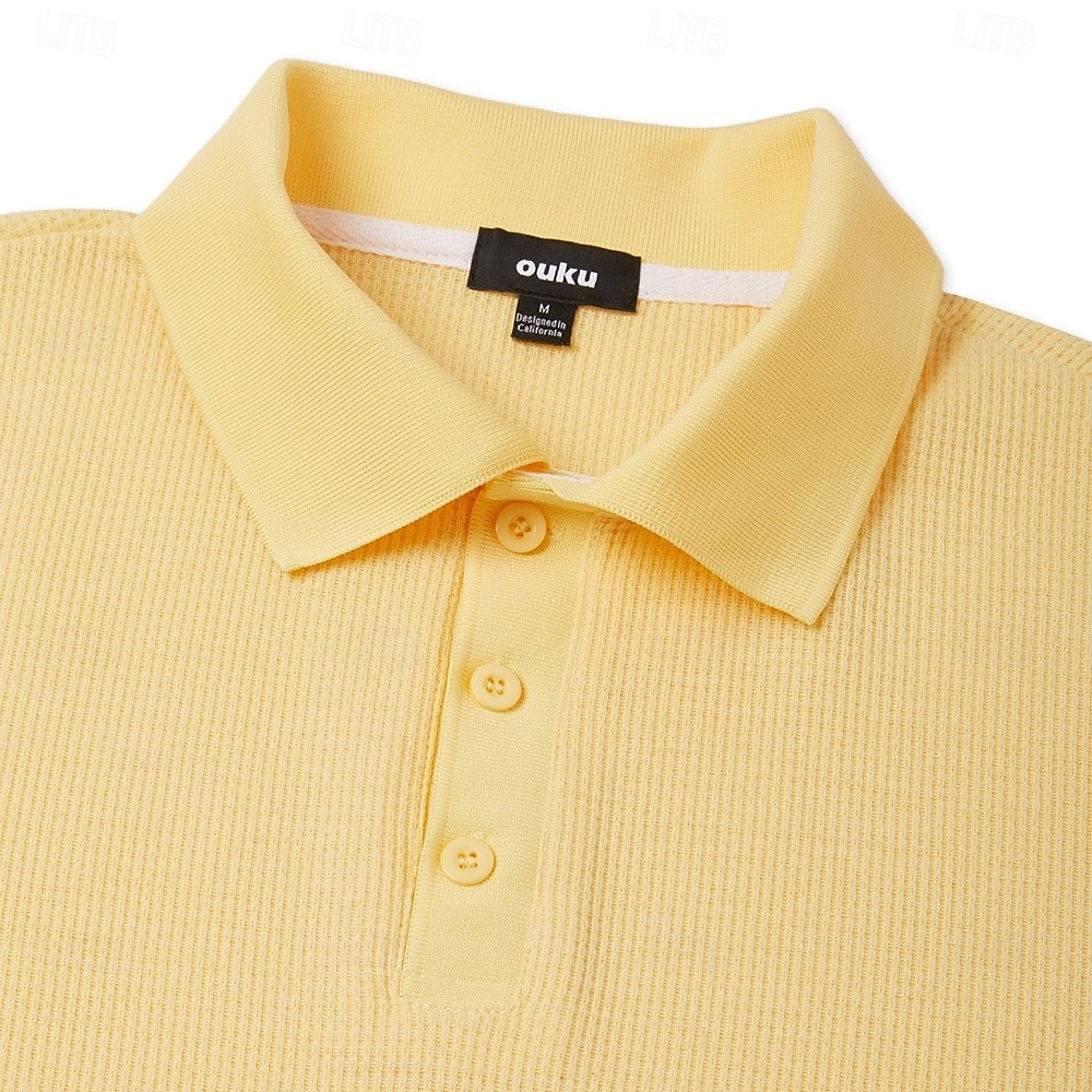 Ridge Waffle-Knit Long-Sleeve Polo product image 7