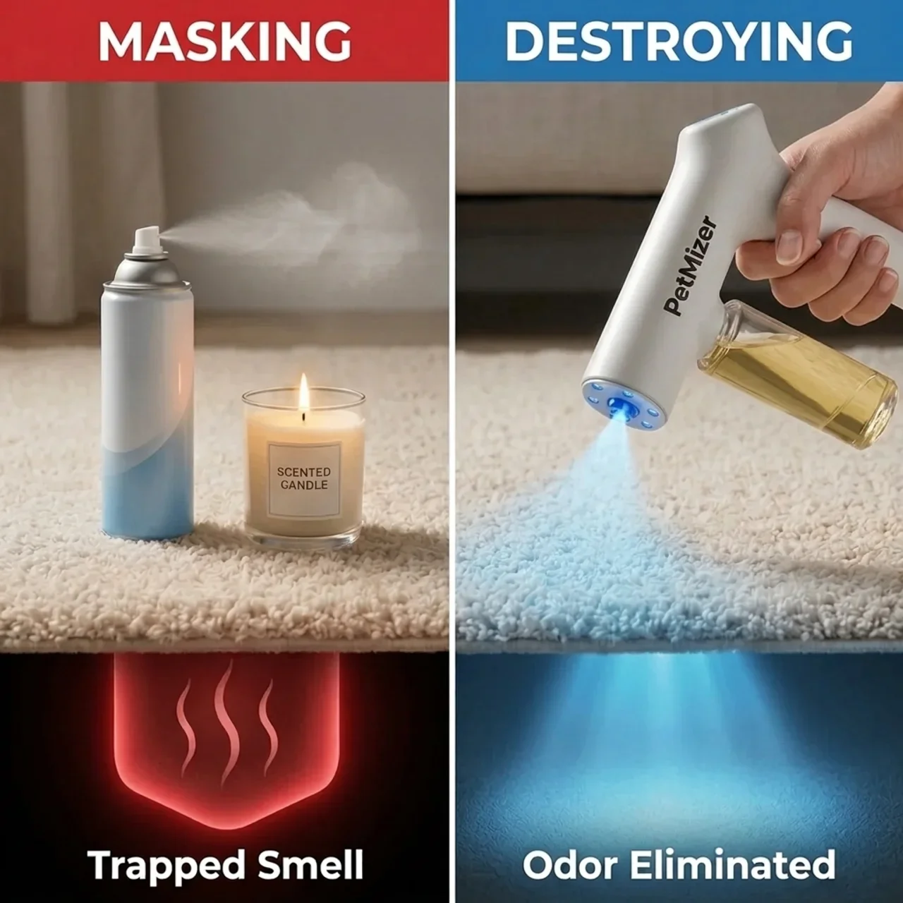 Odor masking compared with targeted treatment