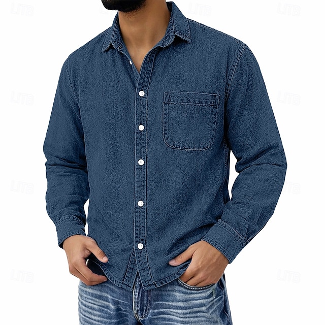Frontier Acid-Wash Pocket Shirt - Navy Blue