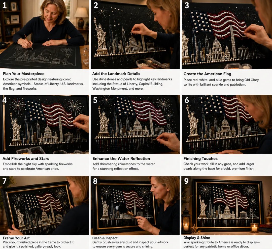 🦅America 250th Anniversary Pearl Art Kit – Stars & Stripes Skyline Limited Edition - This product is a materials kit, not a finished product.
