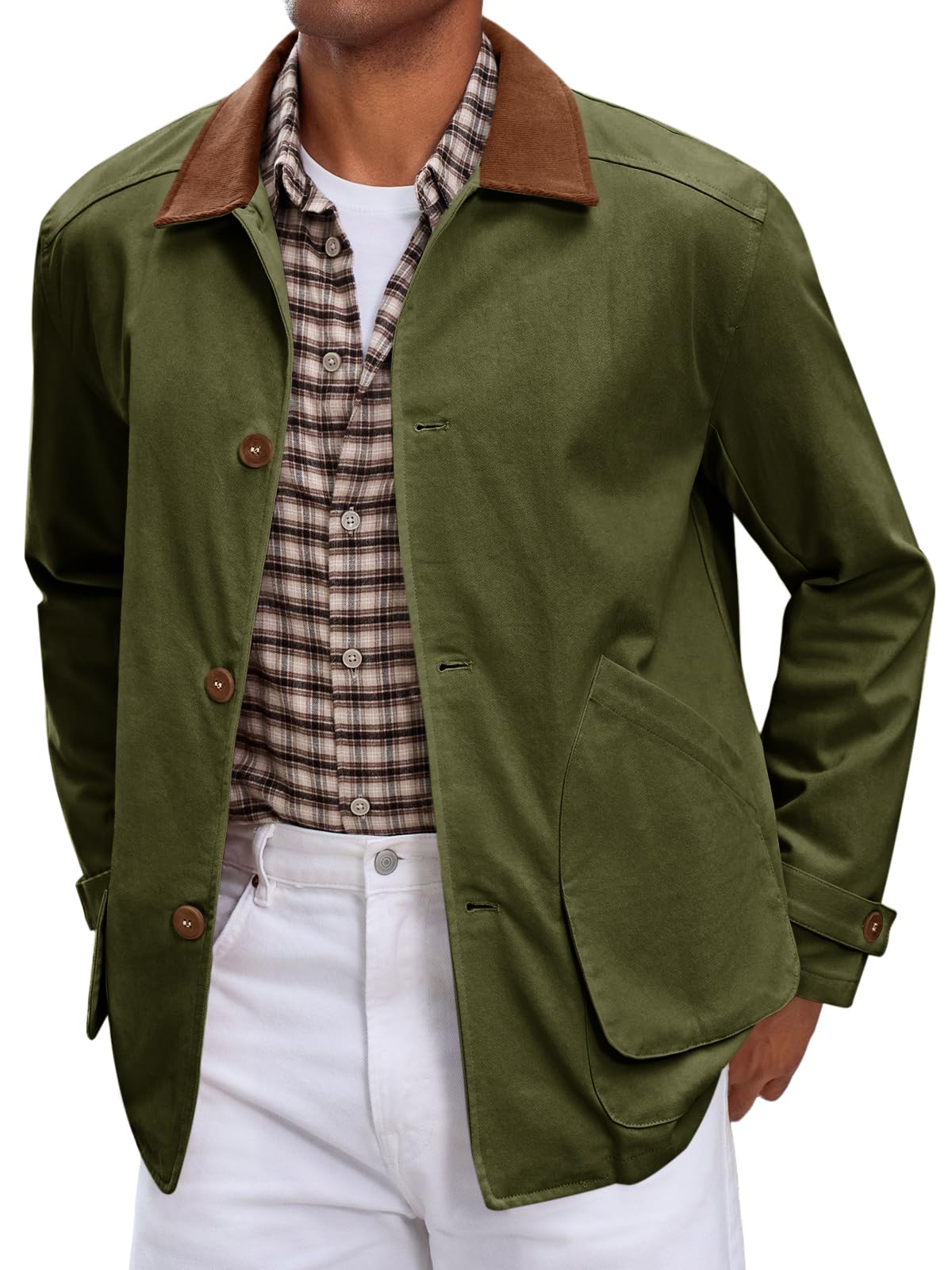 Men's Vintage Lightweight Cotton Barn Jacket - Green