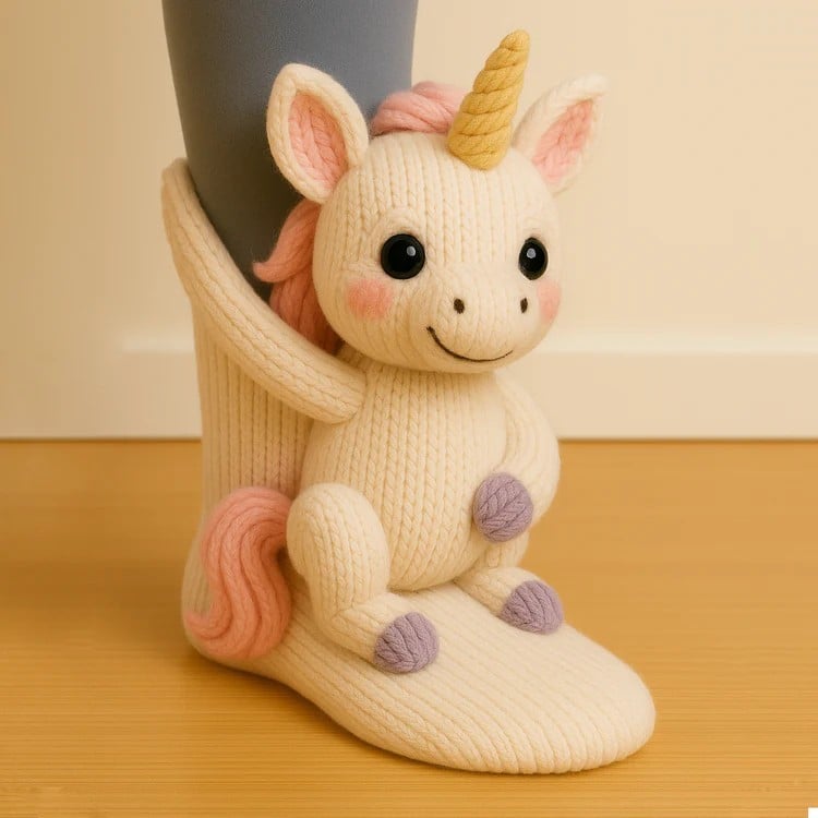 Cozy 3D animal socks — Unicorn