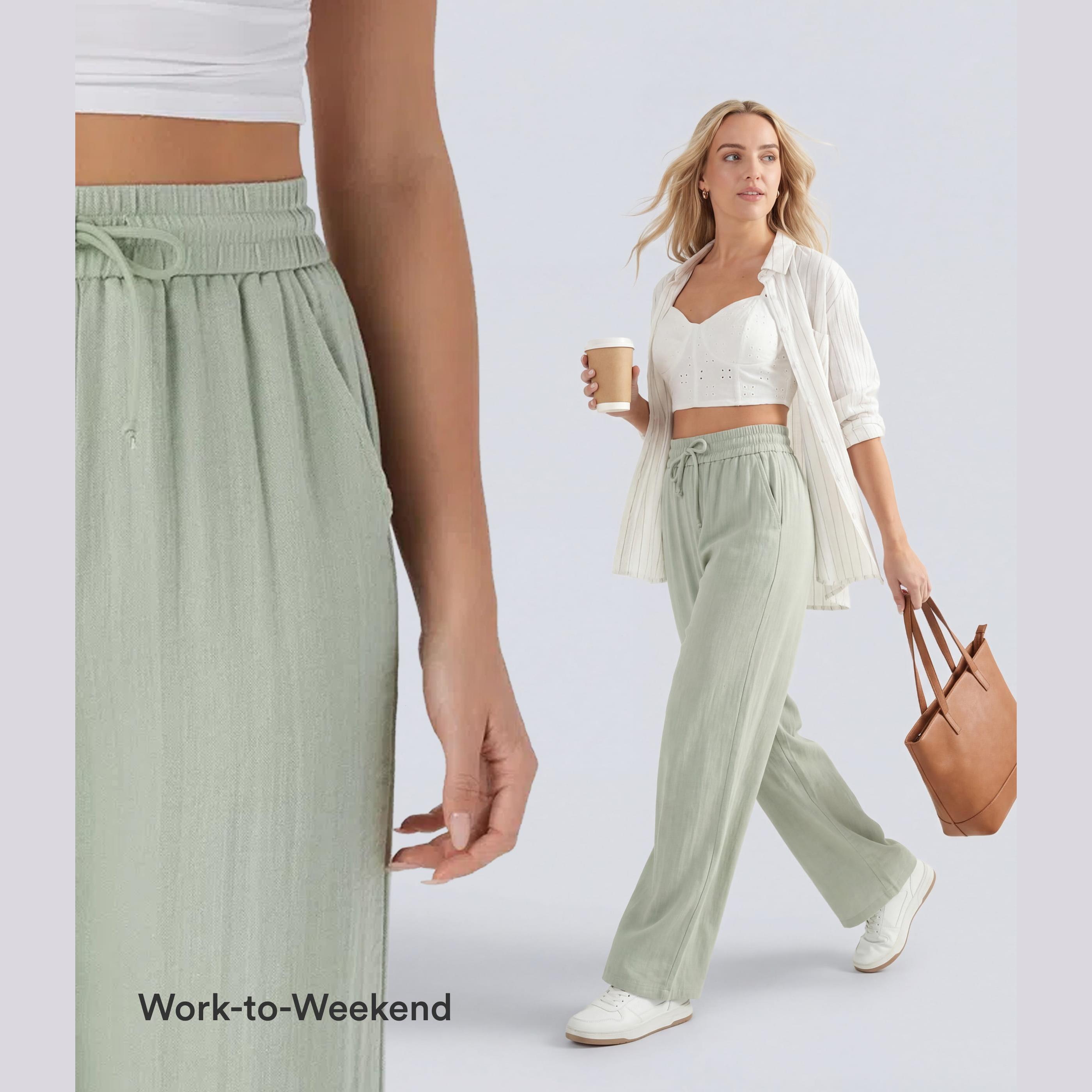 【Creator’s Pick】Halara High Waisted Drawstring Pocket Wide Leg Baggy Casual Linen-Feel Pants 【Creator’s Pick】Halara High Waisted Drawstring Pocket Wide Leg Baggy Casual Linen-Feel Pants