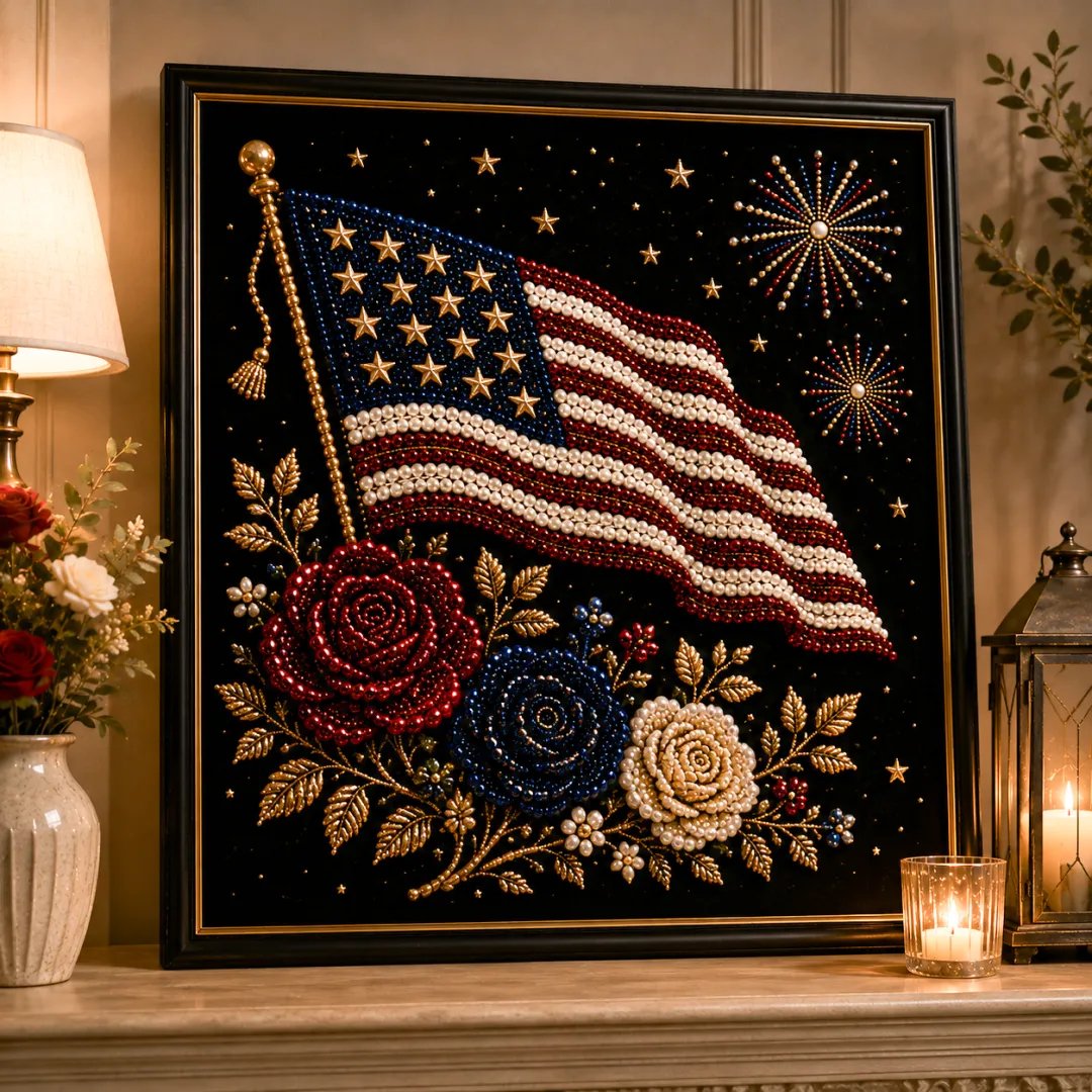 🦅America 250th Anniversary Pearl Art Kit – Stars & Stripes Skyline Limited Edition - This product is a materials kit, not a finished product.