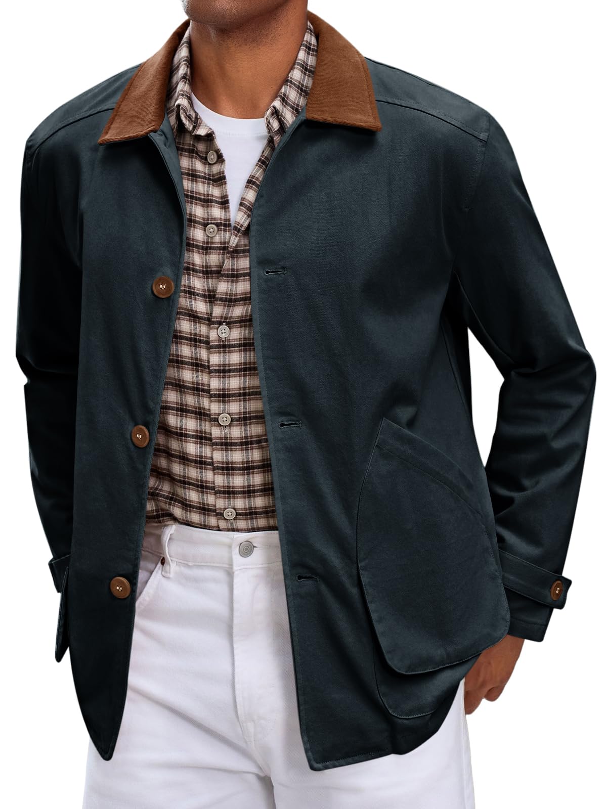 Men's Vintage Lightweight Cotton Barn Jacket - Navy blue