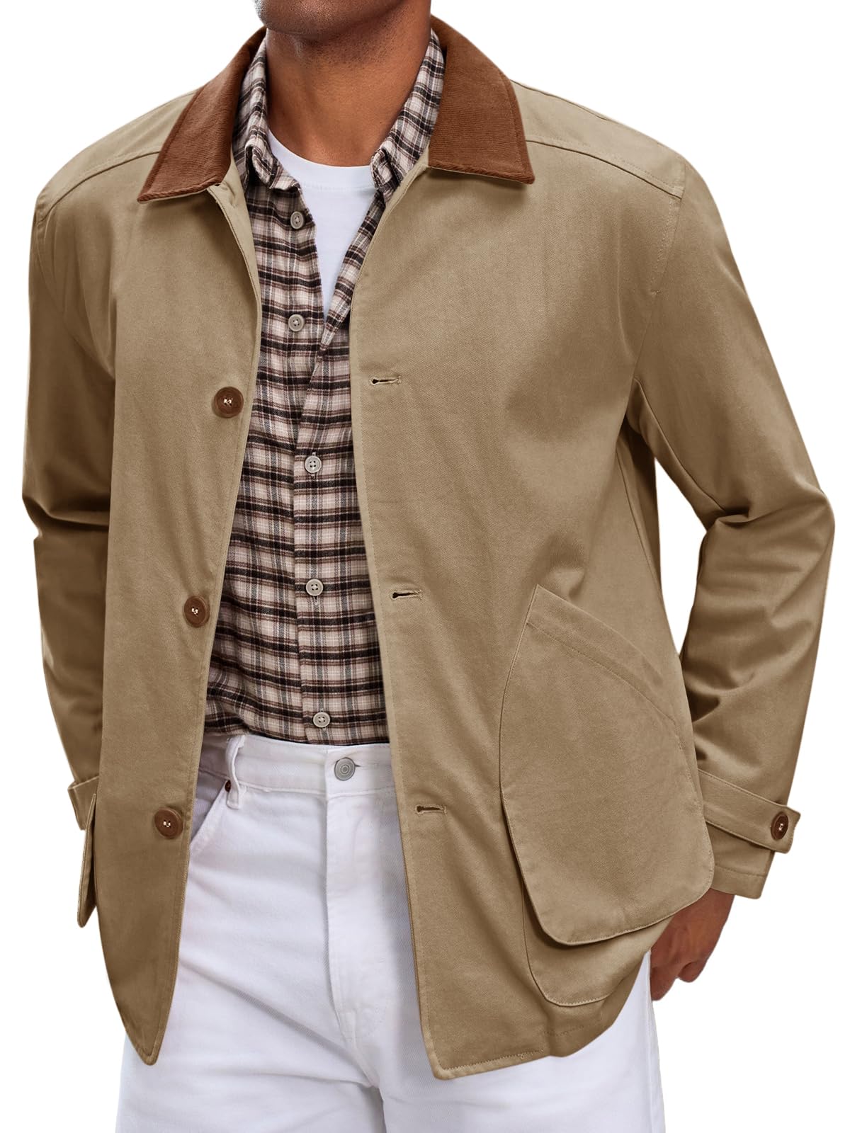 Men's Vintage Lightweight Cotton Barn Jacket - Khaki