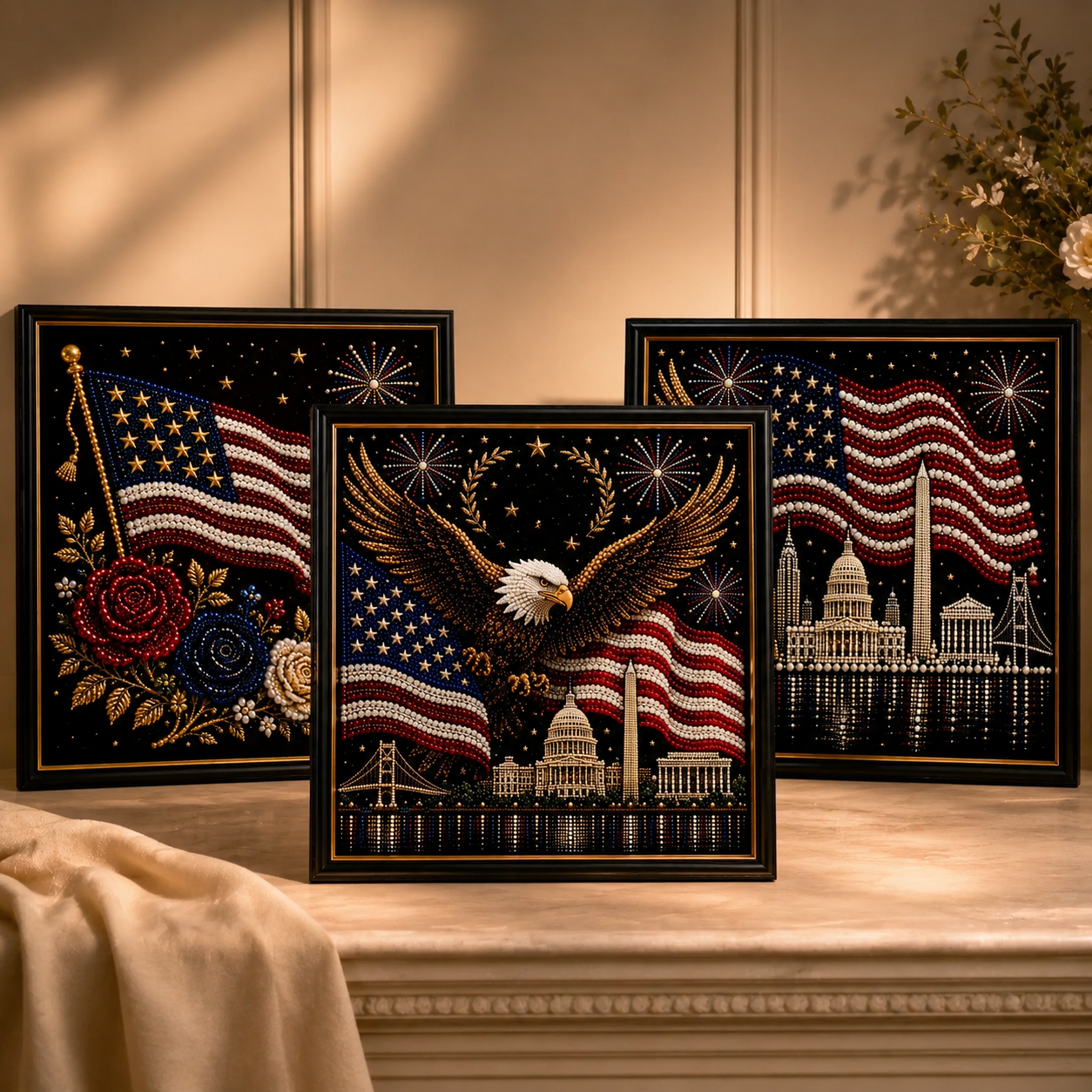 🦅America 250th Anniversary Pearl Art Kit – Stars & Stripes Skyline Limited Edition - This product is a materials kit, not a finished product.