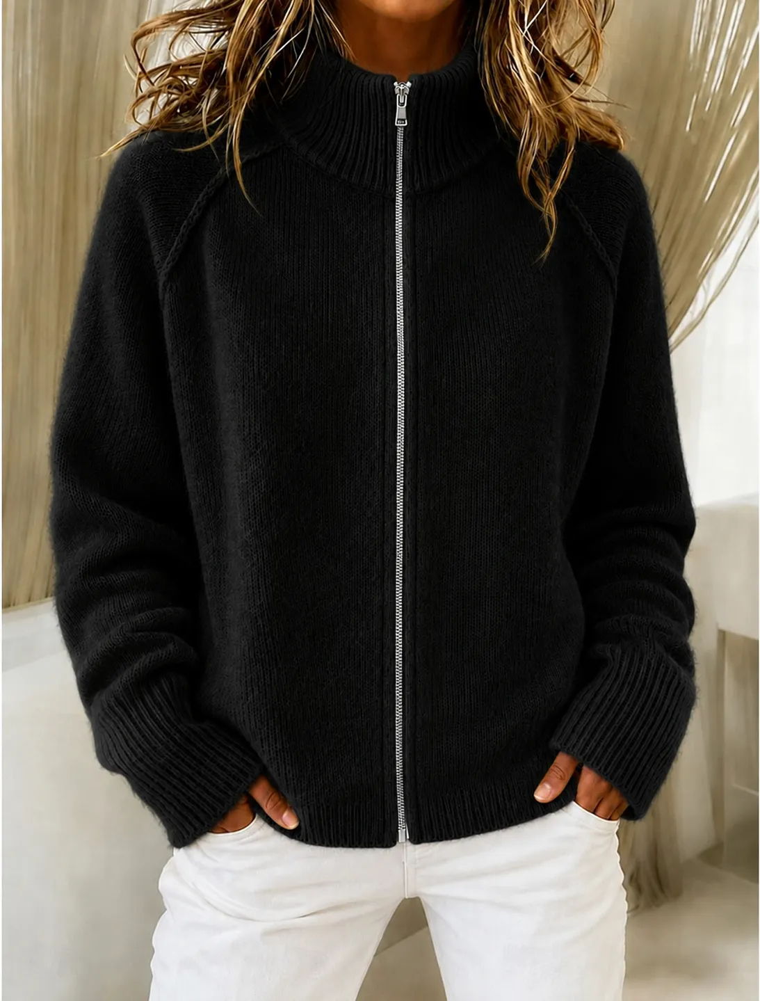 New Arrival🔥 Women’s Zip Front Mock Neck Knit Cardigan