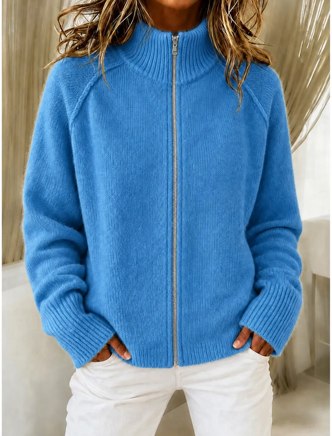 New Arrival🔥 Women’s Zip Front Mock Neck Knit Cardigan