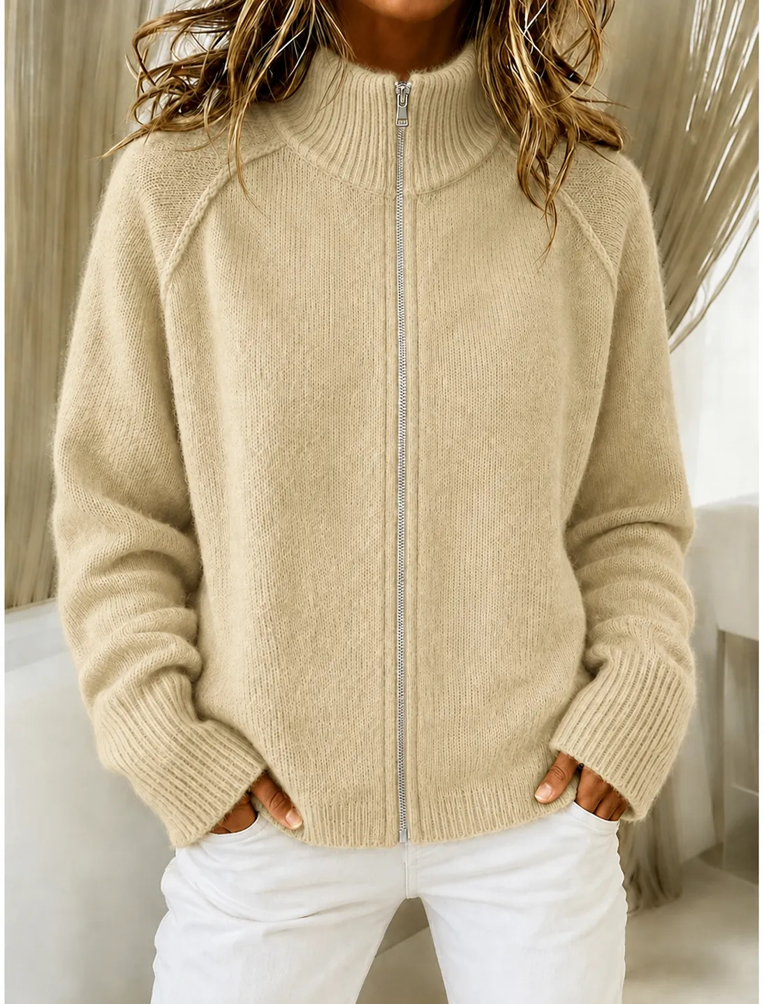 New Arrival🔥 Women’s Zip Front Mock Neck Knit Cardigan