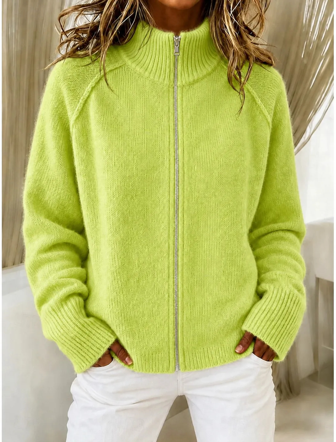 New Arrival🔥 Women’s Zip Front Mock Neck Knit Cardigan