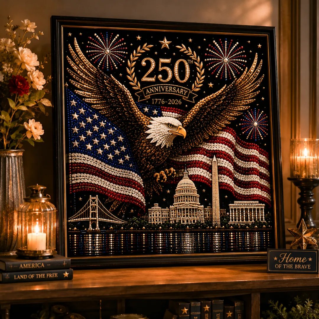 🦅America 250th Anniversary Pearl Art Kit – Stars & Stripes Skyline Limited Edition - This product is a materials kit, not a finished product.