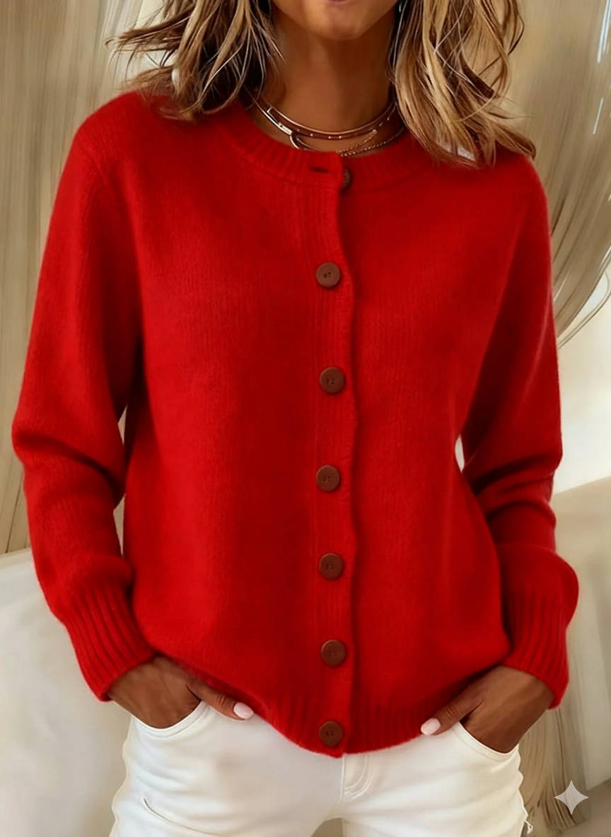 Women's vintage jacquard button-front knit cardigan