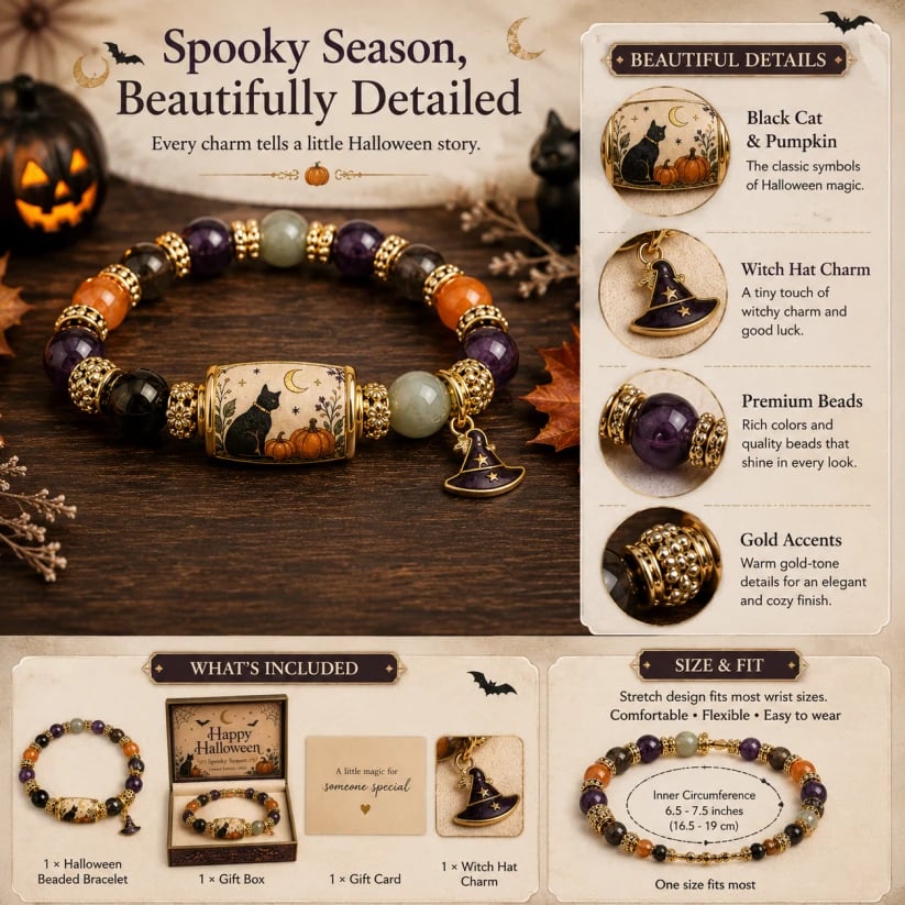 🔥Last Day 50% OFF - 🎃 Limited Edition Halloween Beaded Bracelet Set | Spooky Cute Gift Jewelry
