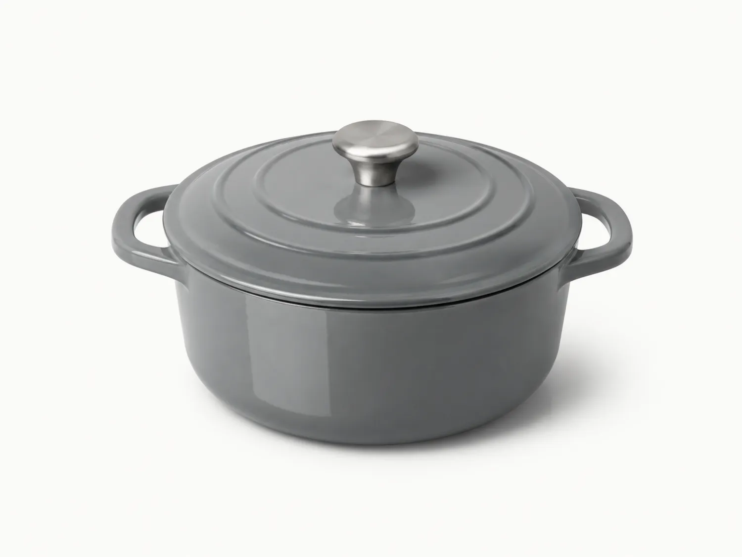 Pentola in Ghisa con Coperchio 5L Grigio