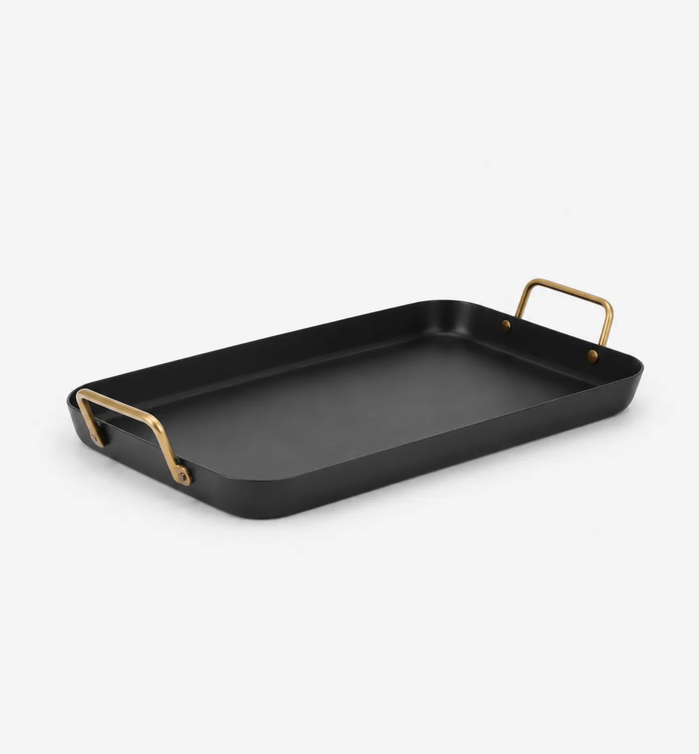 Teglia Rettangolare Antiaderente con Manici in Ottone Nero
