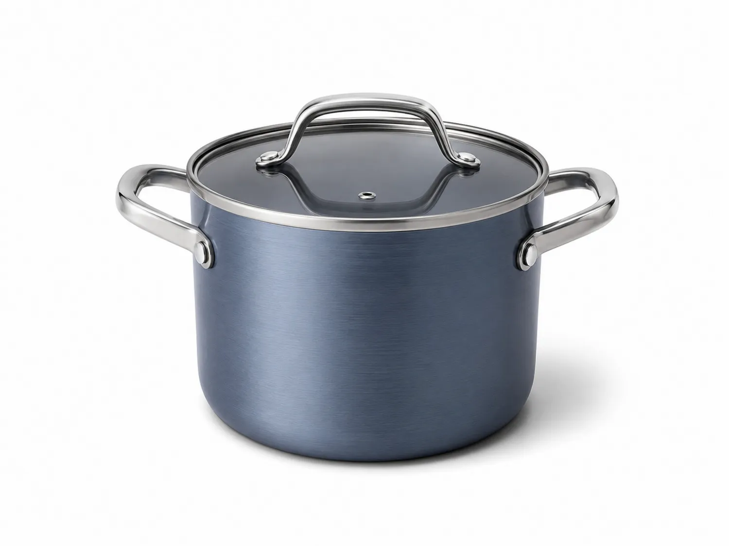 Pentola in Acciaio Inossidabile Blu con Coperchio 5L