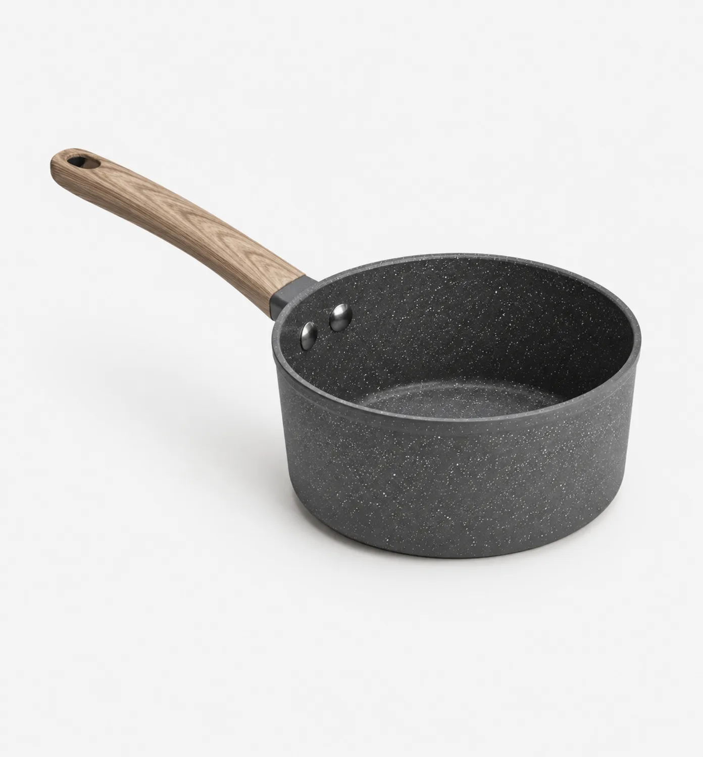 Pentola Antiaderente in Pietra Grigio Scuro con Manico in Legno