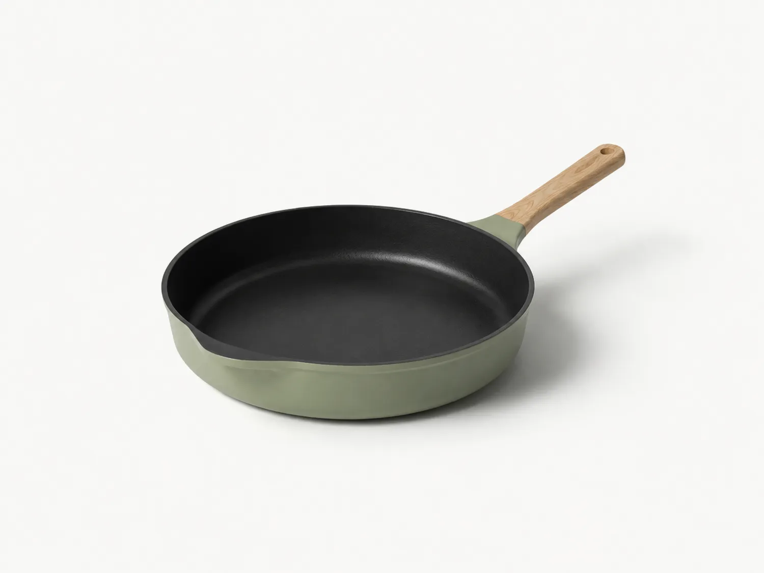 Padella Antiaderente in Ghisa 28 cm Verde con Manico in Legno