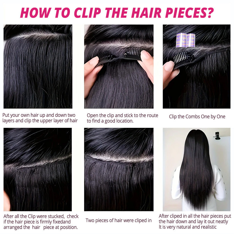 Hairsmarket Straight Clip In Hair Extension 100% Human Hair 135g 9 Pcs/ 7 Pcs