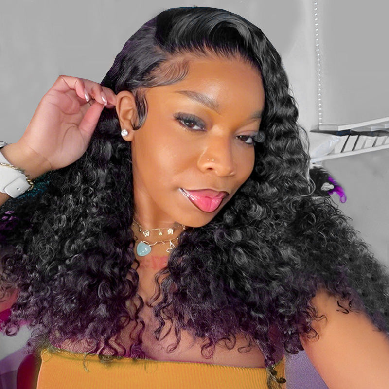 Hairsmarket 250% Density Spanish Curly Hair 13x4 5x5 HD Transparent Lace Front Wig Natural Human Hair Wig