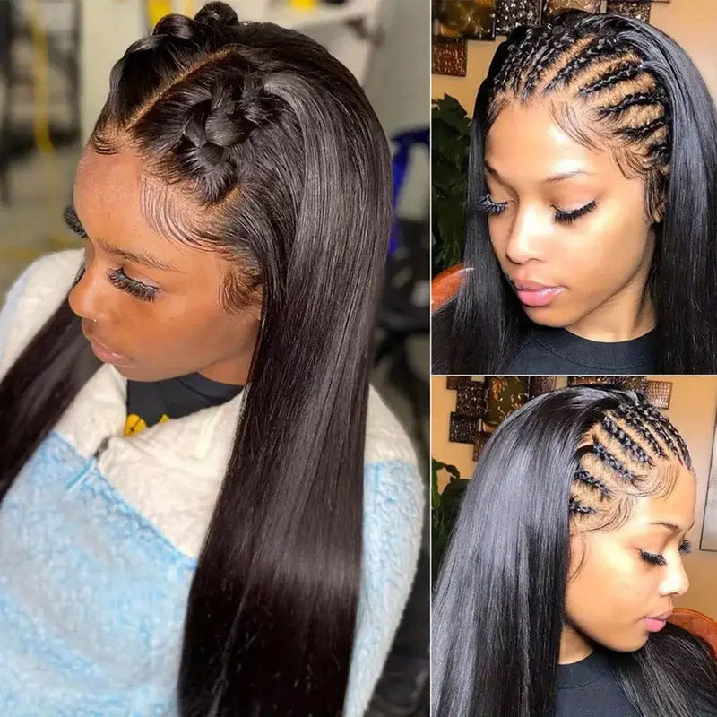 30“=$179 | Hairsmarket Straight 13x6 HD Lace Front Wig Pre Plucked & Pre Bleach Glueless Human Hair Wig 180% Density