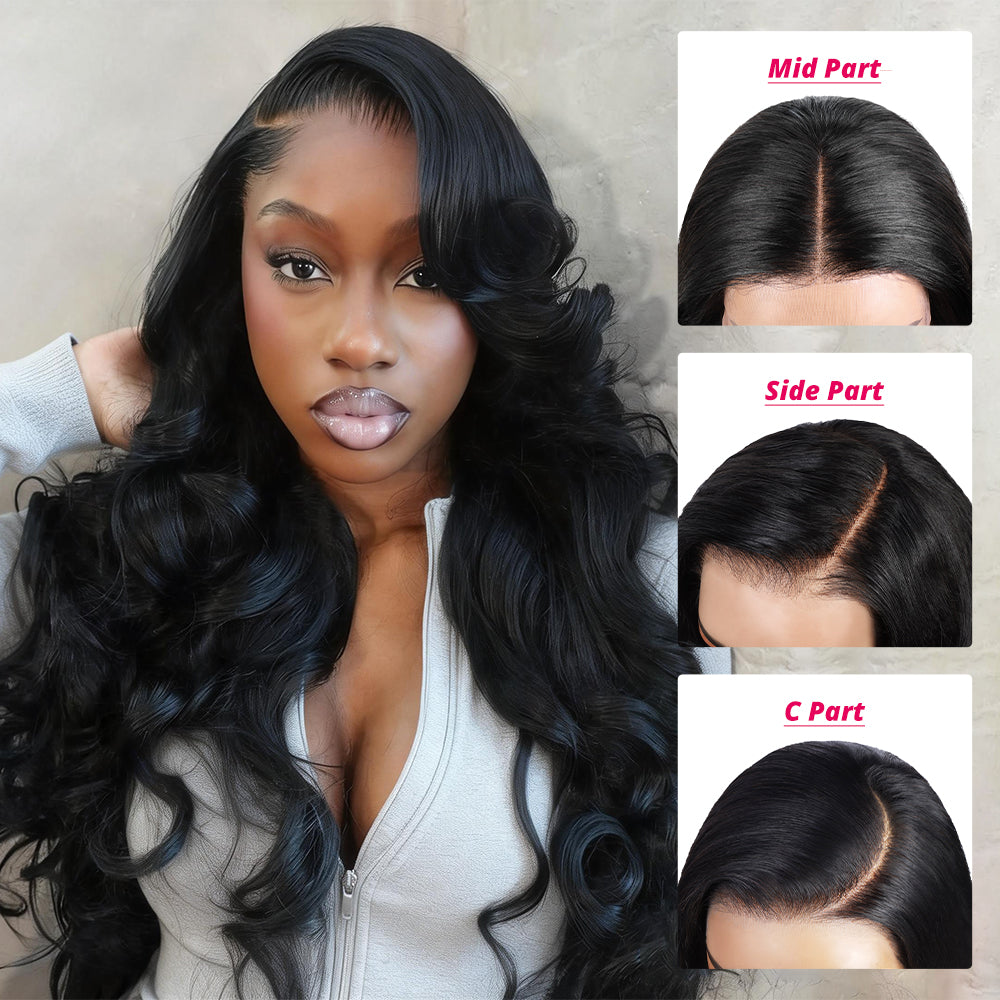 Full 13x6 Lace Frontal Wig HD Transparent Lace Body Wave Wig Pre Plucked & Bleached Knots Glueless Wig 250% Density